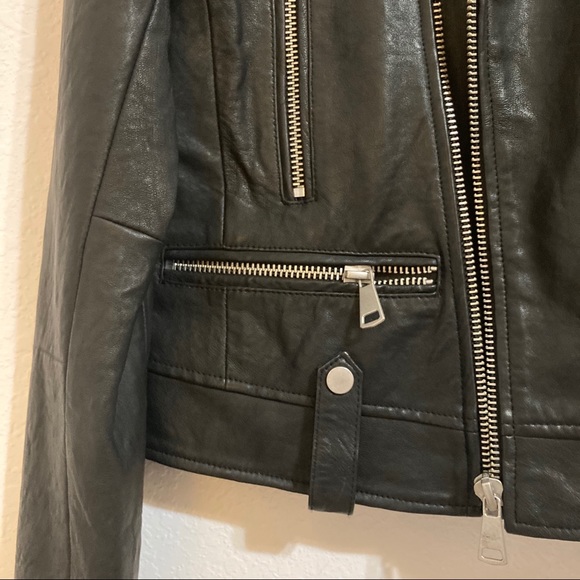 7 For All Mankind Black Leather Moto Jacket Size M - Picture 9 of 11